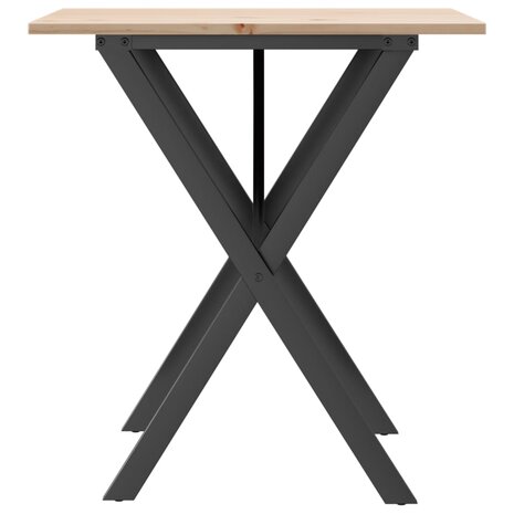 Eettafel X-frame 70x70x75 cm massief grenenhout en staal 5