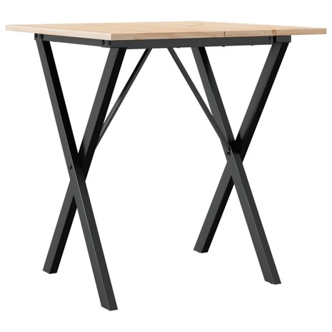 Eettafel X-frame 70x70x75 cm massief grenenhout en staal 6