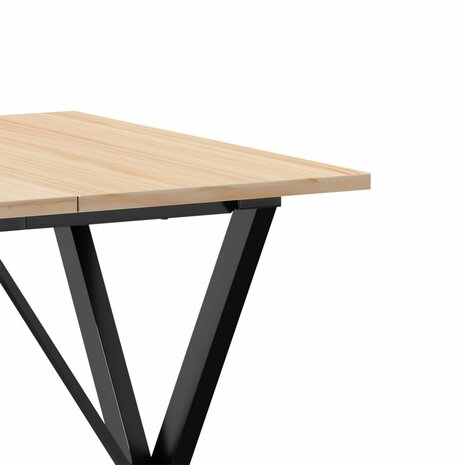 Eettafel X-frame 70x70x75 cm massief grenenhout en staal 7