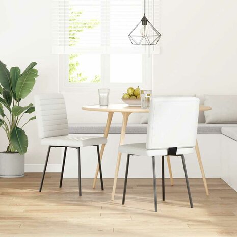 Eetkamerstoelen 2 st kunstleer wit 1