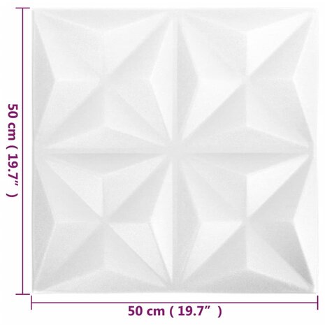 24 st Wandpanelen 3D origami 6 m² 50x50 cm wit 6