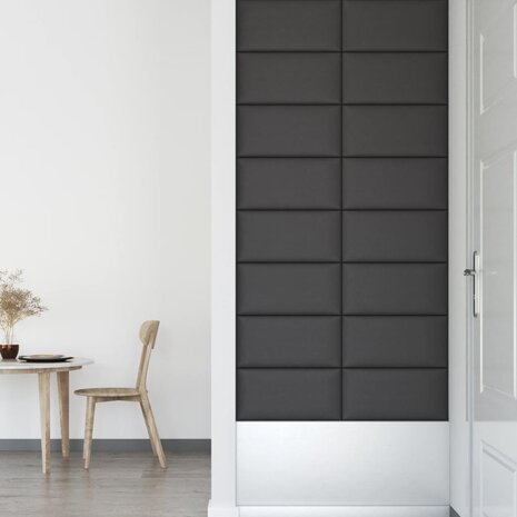 Wandpanelen 12 st 2,16 m² 60x30 cm kunstleer grijs 4
