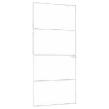 Binnendeur 93x201,5 cm gehard glas en aluminium smal wit 2