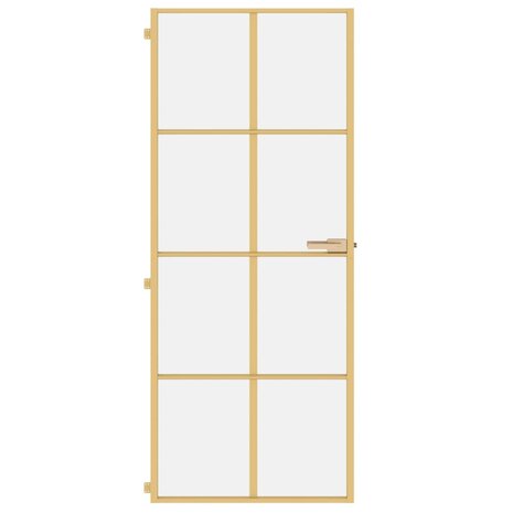 Binnendeur smal 83x201,5 cm gehard glas en aluminium goudkleur 3