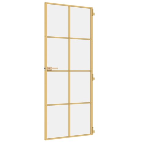 Binnendeur smal 83x201,5 cm gehard glas en aluminium goudkleur 5