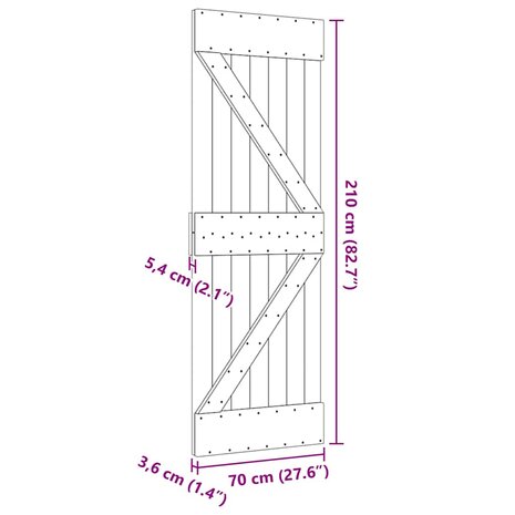 Deur NARVIK 70x210 cm massief grenenhout 9
