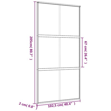 Schuifdeur 102,5x205 cm helder ESG-glas en aluminium goudkleur 8