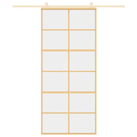 Schuifdeur 90x205 cm helder ESG-glas en aluminium goudkleurig 3