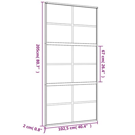 Schuifdeur 102,5x205 cm helder ESG-glas en aluminium goudkleur 8
