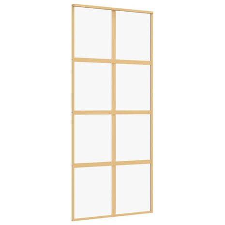 Schuifdeur 90x205 cm helder ESG-glas en aluminium goudkleurig 2