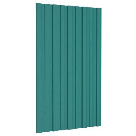 Dakpanelen 12 st 80x45 cm gegalvaniseerd staal groen 3