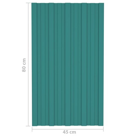 Dakpanelen 12 st 80x45 cm gegalvaniseerd staal groen 7