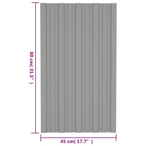 Dakpanelen 12 st 80x45 cm gegalvaniseerd staal grijs 7