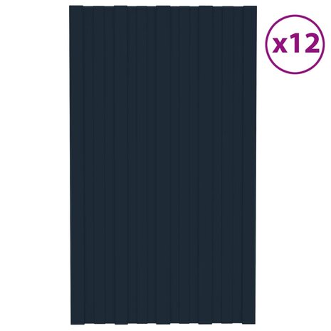 Dakpanelen 12 st 80x45 cm gegalvaniseerd staal antracietkleurig 1