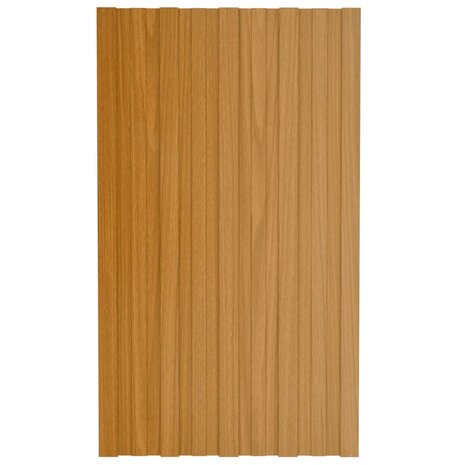 Dakpanelen 12 st 80x45 cm gegalvaniseerd staal lichthoutkleurig 2