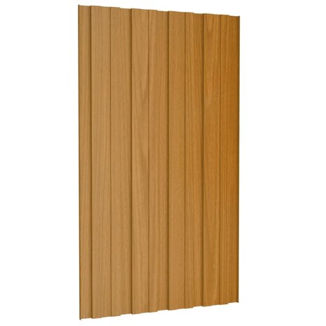 Dakpanelen 12 st 80x45 cm gegalvaniseerd staal lichthoutkleurig 4