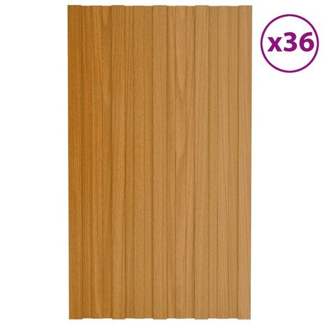 Dakpanelen 36 st 80x45 cm gegalvaniseerd staal lichthoutkleurig 1