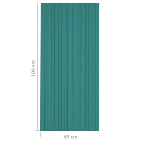 Dakpanelen 12 st 100x45 cm gegalvaniseerd staal groen 7
