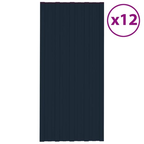 Dakpanelen 12 st 100x45 cm gegalvaniseerd staal antraciet 1