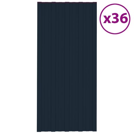 Dakpanelen 36 st 100x45 cm gegalvaniseerd staal antraciet 1