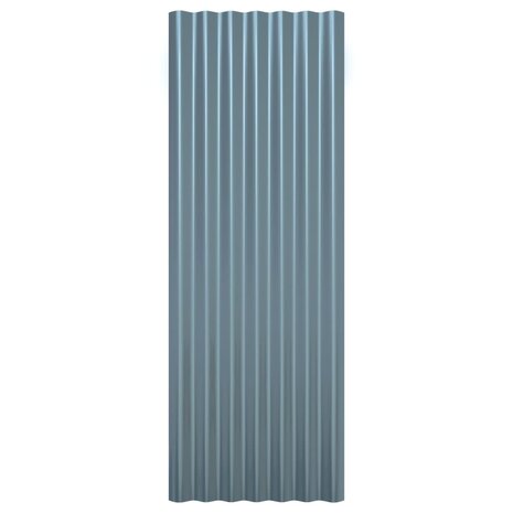 Dakpanelen 12 st 100x36 cm gepoedercoat staal grijs 4