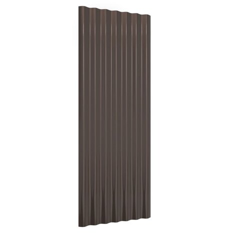 Dakpanelen 12 st 100x36 cm gepoedercoat staal bruin 3