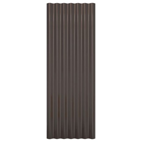Dakpanelen 12 st 100x36 cm gepoedercoat staal bruin 4