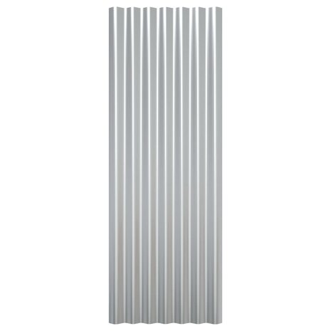 Dakpanelen 12 st 100x36 cm gepoedercoat staal zilverkleurig 4