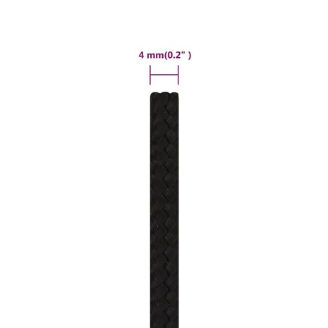Werktouw 4 mm 250 m polyester zwart 6