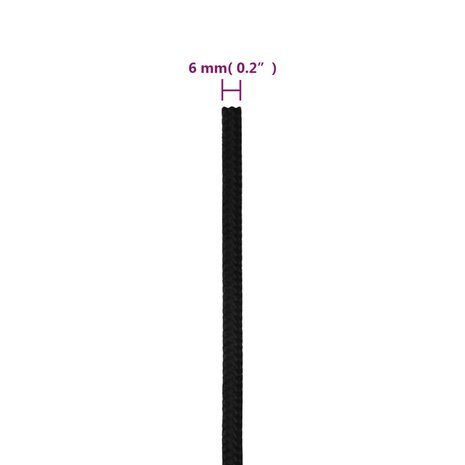 Werktouw 6 mm 100 m polyester zwart 6