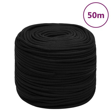 Werktouw 10 mm 50 m polyester zwart 1
