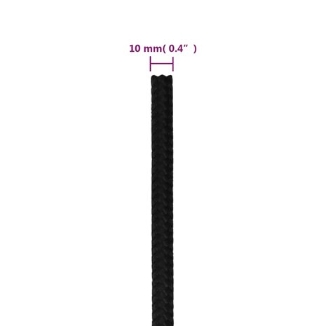 Werktouw 10 mm 50 m polyester zwart 6