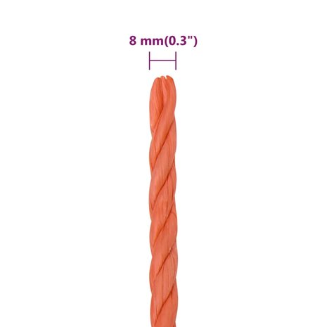 Werktouw 8 mm 100 m polypropeen oranje 6