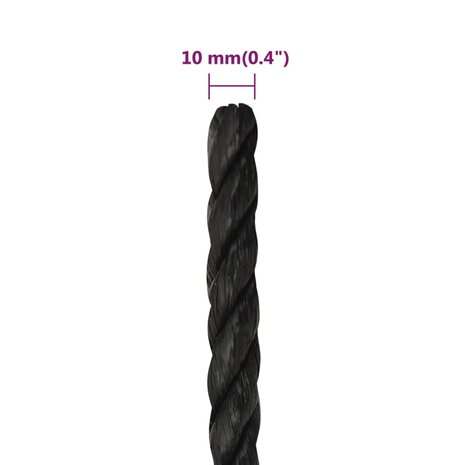 Werktouw 10 mm 100 m polypropeen zwart 6