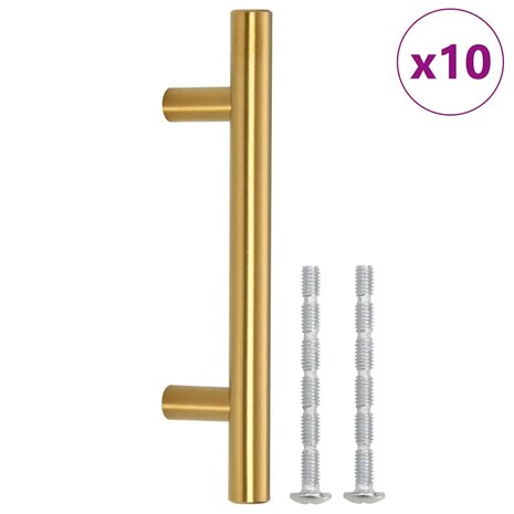 Handvatten 10 st 64 mm roestvrij staal goudkleurig 2
