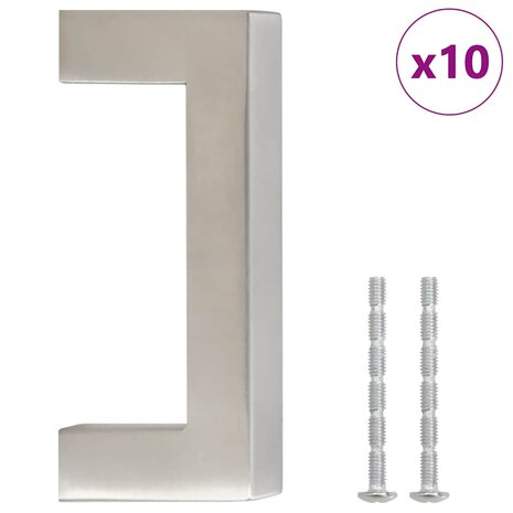Handvatten 10 st 64 mm roestvrij staal zilverkleurig 2