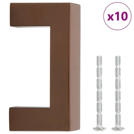 Handvatten 10 st 64 mm roestvrij staal bronskleurig 2