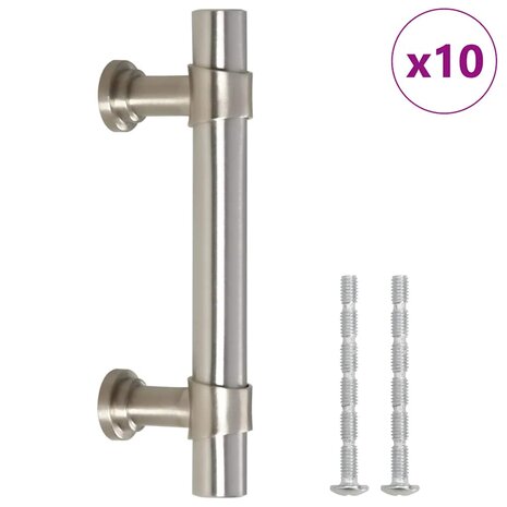Handvatten 10 st 64 mm roestvrij staal zilverkleurig 2