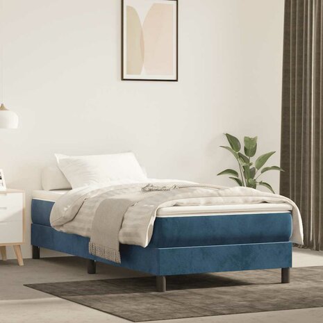 Pocketveringmatras 100x220x20 cm fluweel donkerblauw 1