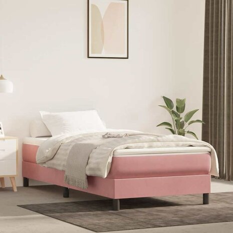 Pocketveringmatras 100x220x20 cm fluweel roze 1