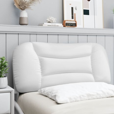 Hoofdbordkussen 80 cm kunstleer wit 3