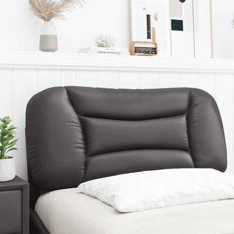 Hoofdbordkussen 90 cm kunstleer grijs 3