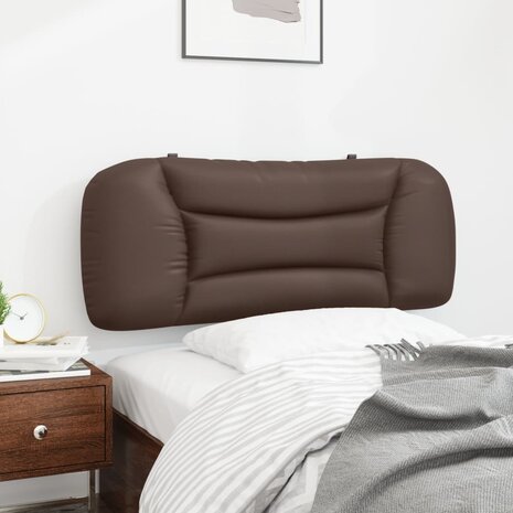 Hoofdbordkussen 100 cm kunstleer bruin 4