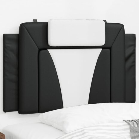 Hoofdbordkussen 80 cm kunstleer zwart en wit 1