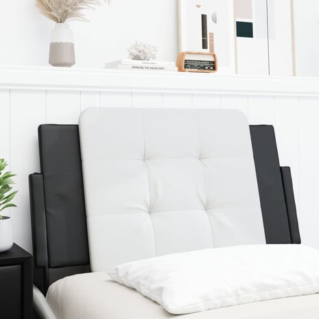 Hoofdbordkussen 80 cm kunstleer wit en zwart 1
