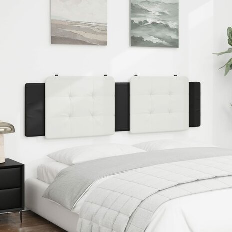 Hoofdbordkussen 180 cm kunstleer wit en zwart 3