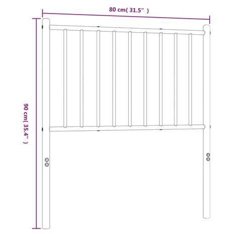 Hoofdbord metaal zwart 75 cm 7