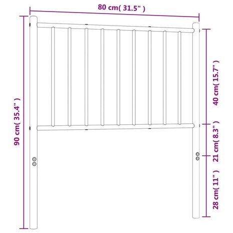 Hoofdbord metaal wit 75 cm 7