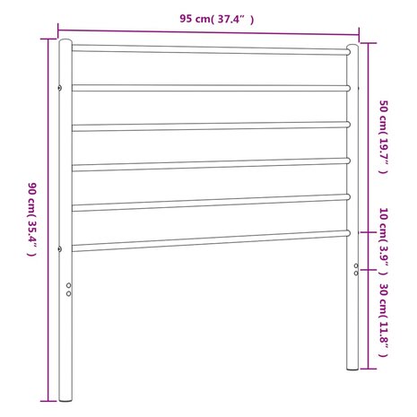 Hoofdbord metaal zwart 90 cm 7