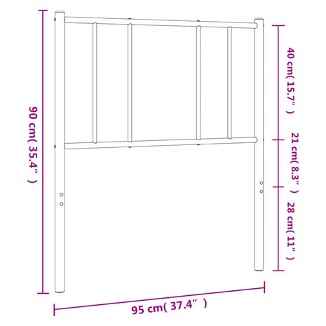 Hoofdbord 90 cm metaal zwart 7